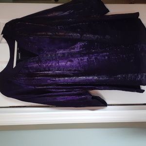 Plus Size Avenue Purple Shimmer V-Neck Tunic Top | Flowy Long Sleeve | Size 22